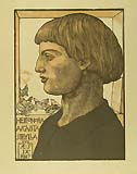 ADOLFO DE CAROLIS, Portrait of the artist's daughter Eleonora, woodcut
